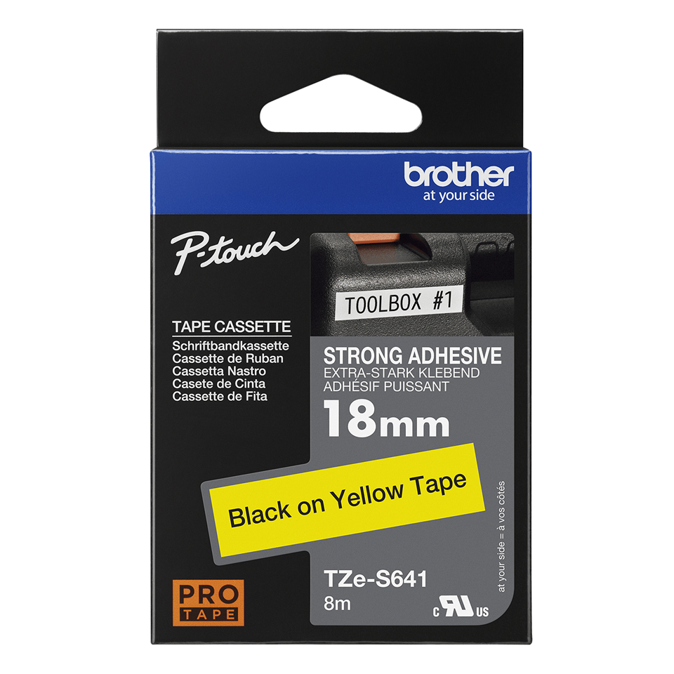 Genuine Brother TZe-S641 Labelling Tape Cassette – Black on Yellow, 18mm wide 3